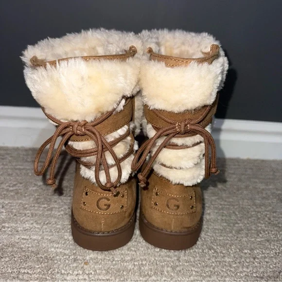 GGASHLEAR Women’s Faux Fur Winter Ankle Boots Brown Lace Up Cosy Warm– Size 6.5M - Picture 5 of 9